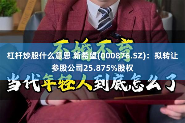 杠杆炒股什么意思 新希望(000876.SZ)：拟转让参股公司25.875%股权